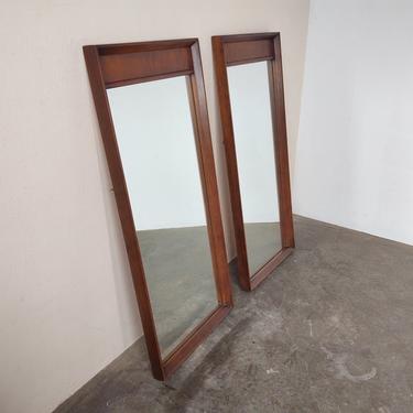 Pair (2) Mid Century Tall Walnut Dressing Mirrors 