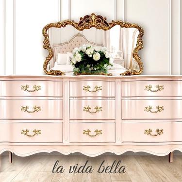 Stunning High Gloss Pink French Console, Vintage, French Provincial, Dresser, Nursery. 
