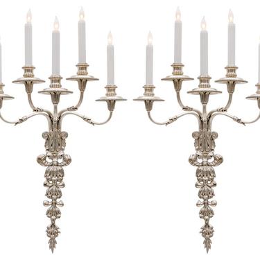 Edward F Caldwell & Co. Silvered Bronze Neoclassical Revival Sconces, USA, 1900s