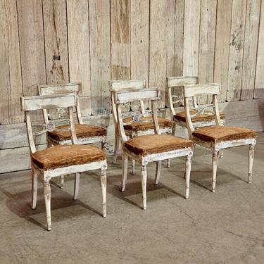 Vintage Burlap Dining Chair Set of 6