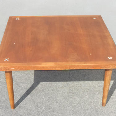 Vintage Danish Mid Century Modern Square Peg Leg Coffee table w X's on Top 