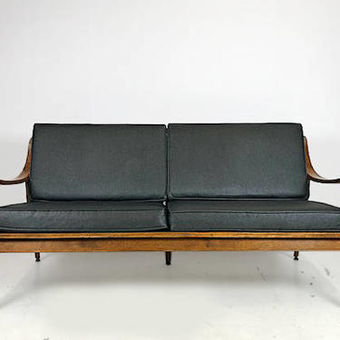 Danish Mid-Century Walnut Frame Love Seat - SOLD 