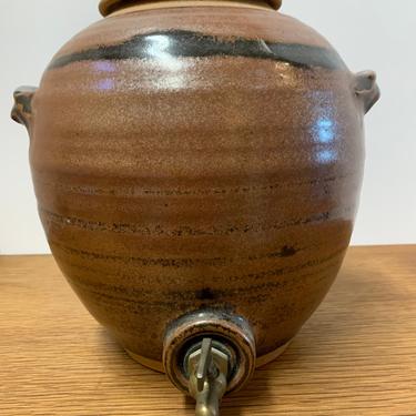 Handmade Ceramic Tea Dispenser with Drip Glaze and Working Spout 