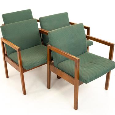 Mid Century Walnut Armchairs - Set of 4 - mcm 