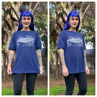 Vintage 1982 Navy Blue Tee with Bobbie Burns Lodge Graphic 