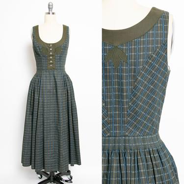 Dirndl Dress 1960s Austrian Cotton Full Skirt Ethnic Octoberfest Small 