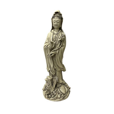 Small Vintage Finish Off White Ivory Color Porcelain Kwan Yin Statue ws1457E 