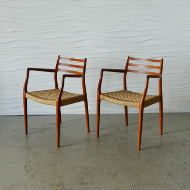 HA-C8325 Pair of Teak Moller Roped Chairs Model 19