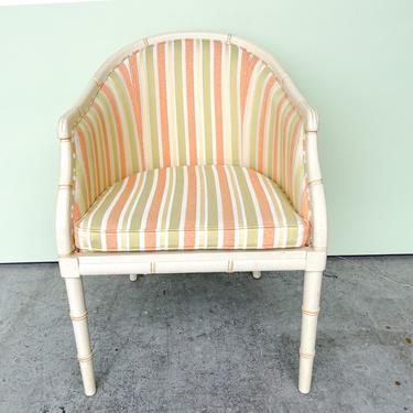 Upholstered Striped Faux Bamboo Chair