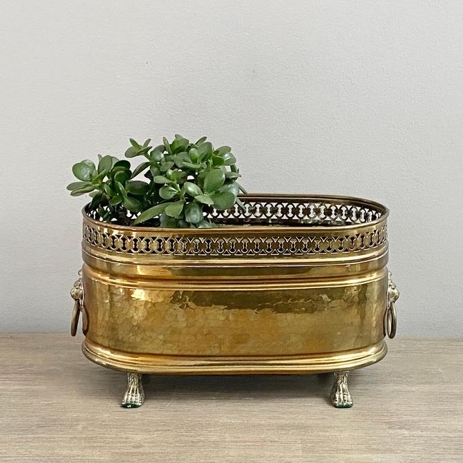 Vintage Brass Oval Planter with handles