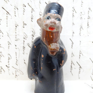 Antique Russian Priest Figure,  Eastern Orthodox Monk Statue,  Hand Painted Clay Terra Cotta Religious Icon, Vintage Santos Decor 