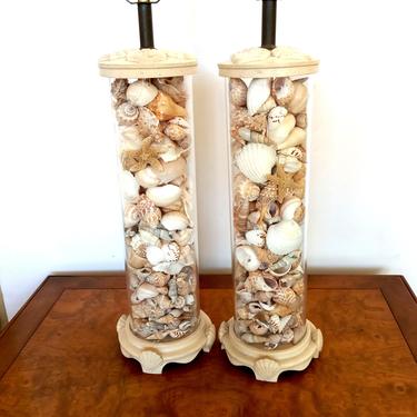 Vintage Sea Shell Coastal Table Lamps 