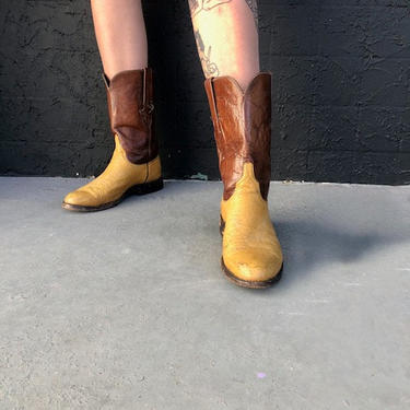 Brown Two Tone Cowboy Boots \/ w: 9.5 \/ m: 7.5 