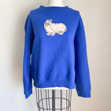 Vintage 1980s Royal Blue Corgi Sweatshirt / M 