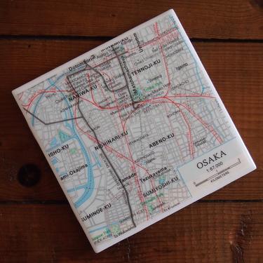 1974 Osaka Japan Vintage Map Coaster. Japan Map Décor. Asia Travel Gift. Handmade Coasters. East Asia Map. Japanese Décor. City Map Gift. 