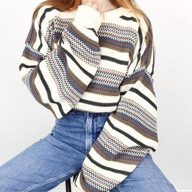 90's Chunky Knit Striped Sweater 