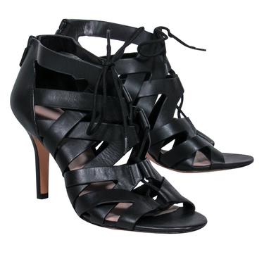 Pour La Victoire - Black Leather Cutout Lace-Up Heels Sz 9