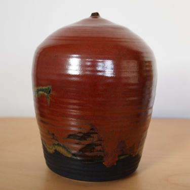 Rare TOSHIKO TAKAEZU Moon Pot Weed VASE 7.5&quot; tall, 1970s, Mid-Century Modern studio pottery ceramic, feelie raymor bitossi cabat eames era by refugegallery