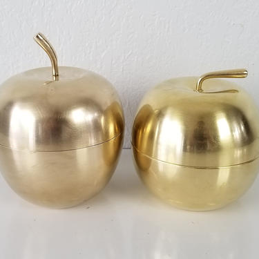 Vintage Solid Brass Apple Box - A Pair . 