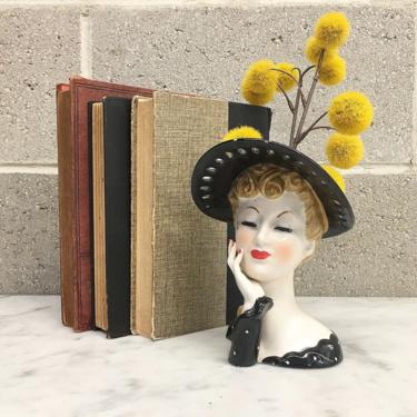 Vintage Planter Retro 1950s Rita Hayworth + Lady Bust Vase + Mid Century Modern + Foreign + Ceramic + MCM + Plant Display + Home Decor 
