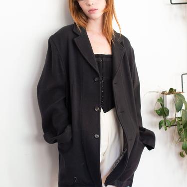 Vintage Comme Des Garçons Unstructured Side Zip Wool Jacket Free Size Unisex Menswear Inspired Minimal 