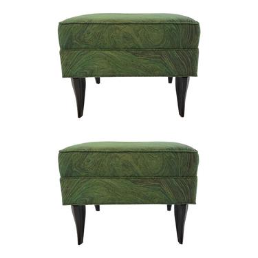 Modern Green Abstract Diva Ottomans Pair By: Currey & Company