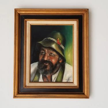 1970s Figurative Abstract Portrait Painting, Framed. 