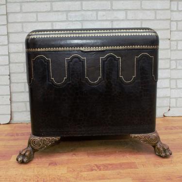 Vintage Maitland Smith Colonial Style Leather Covered Trunk and Coffee Table