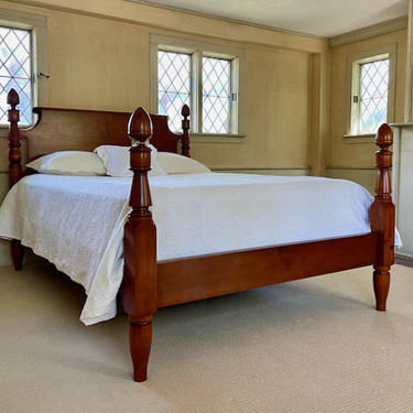 Acorn Top High-low Style Bed in Maple, Original Posts Circa 1830. Resized to Queen