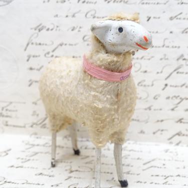 Antique 1930's German 3 Inch Wooly Sheep, for Putz or Christmas Nativity, Vintage Germany Toy 