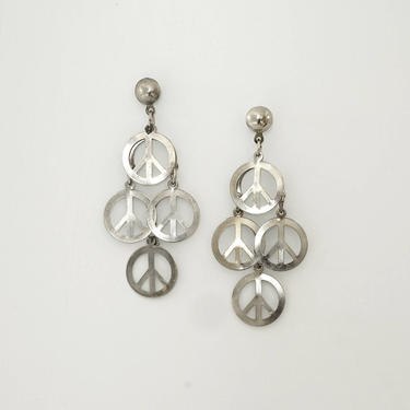 vintage 1960's peace earrings, peace earrings, original 1960's earrings, vintage mod earrings, mod earrings, peace sign earrings 