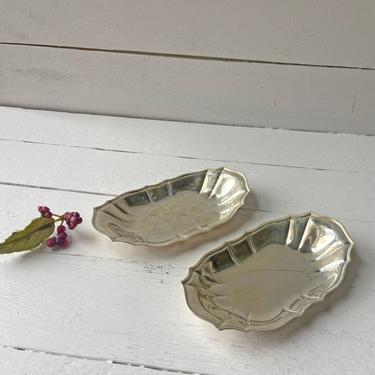 Vintage Two Small Trays, Silver Ring Dish, Small Silver Jewelry Dish // Rustic Vanity Silver Tray, Perfect Gift 