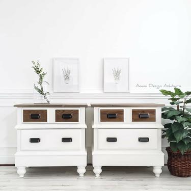Hand Painted Nightstands Beautiful Wood Farmhouse Rustic Modern Furniture 