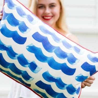 Navy Waves Decorative Pillow