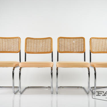 Set of Four Cane Back Chrome Tubular Chairs