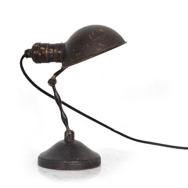 Vintage Brown Industrial Desk Lamp Wall Sconce Adjustable Light Midcentury Period USA 