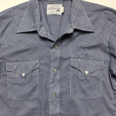 Vintage H BAR C Western Shirt ~ S to M ~ Snap Button ~ Gingham Plaid ~ Rockabilly ~ Made in USA 