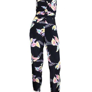 1980's Jumpsuit with Tropical Floral Print