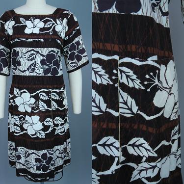1960s Hibiscus Flower Print Mini Wrap Dress | Vintage 60s Tropical Dress | medium 