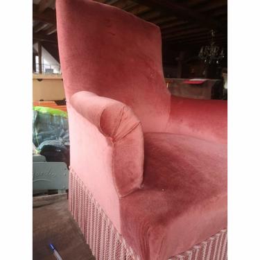 Pink velvet armchair