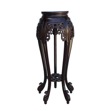 Chinese Red Brown Mahogany Round Curved Legs Pedestal Stand cs5252S