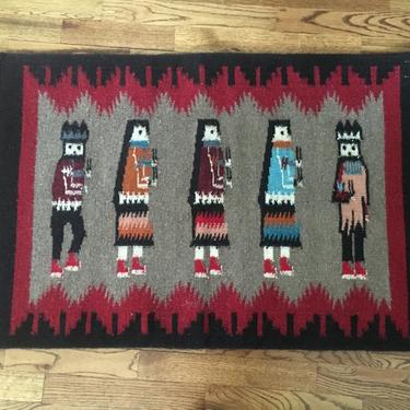 Vintage Native American Textile Woven Wool Wall Art/Rug 