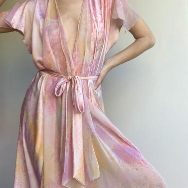 Pink Printed Silk Robe Dress 