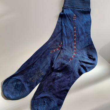 1940'S SOCKS - Rayon Body - Mercerized Cotton Heel, Top &amp; Toe - Never Worn - Original Tags - Vintage NOS Dead/Stock - Men's Size Medium 