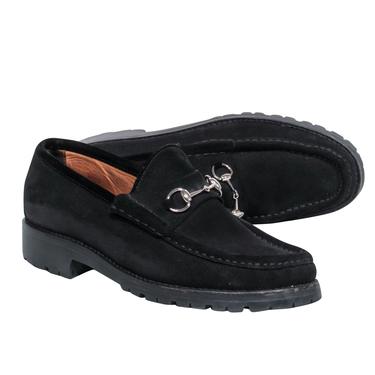 Gucci - Black Suede Loafers w/ Silver Horsebit Sz 10