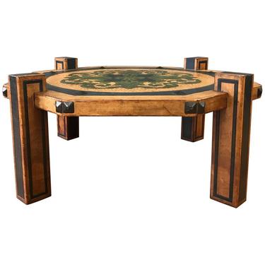 Arts &#038; Crafts Leather Coffee Table in the Manner of Maitland-Smith