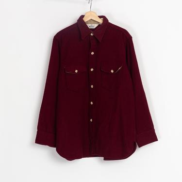 70s Woolrich Red Button Up Shirt - Men's Large | Vintage Utility Overshirt Lumberjack Jacket 