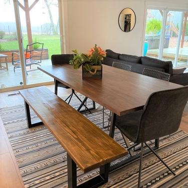 Farmhouse Dining Table with Bench -  Wood Dining Set 