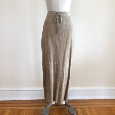 Tan Suede Maxi Skirt - 1990s 