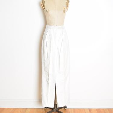 vintage 80s pants white leather high waisted tapered trousers clothing XS 